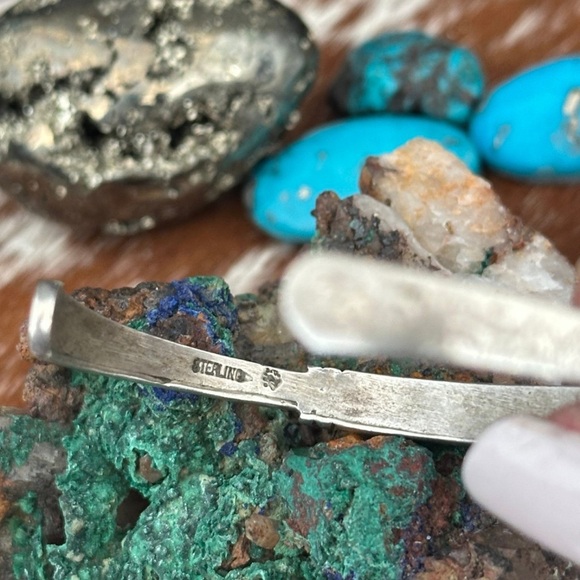Navajo inlay turquoise multi stone sterling silver vintage cuff - Picture 4 of 7